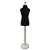 Children Kids Age 6-8 Years Tailors Dummy Mannequin, Black Torso Bust with a White Wood Round Base